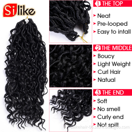 Silike 18 inch Goddess Faux Locs Curly Braids Synthetic Boho Crochet Braid Messy Faux Locs Crochet Hair Extensions Bohemian